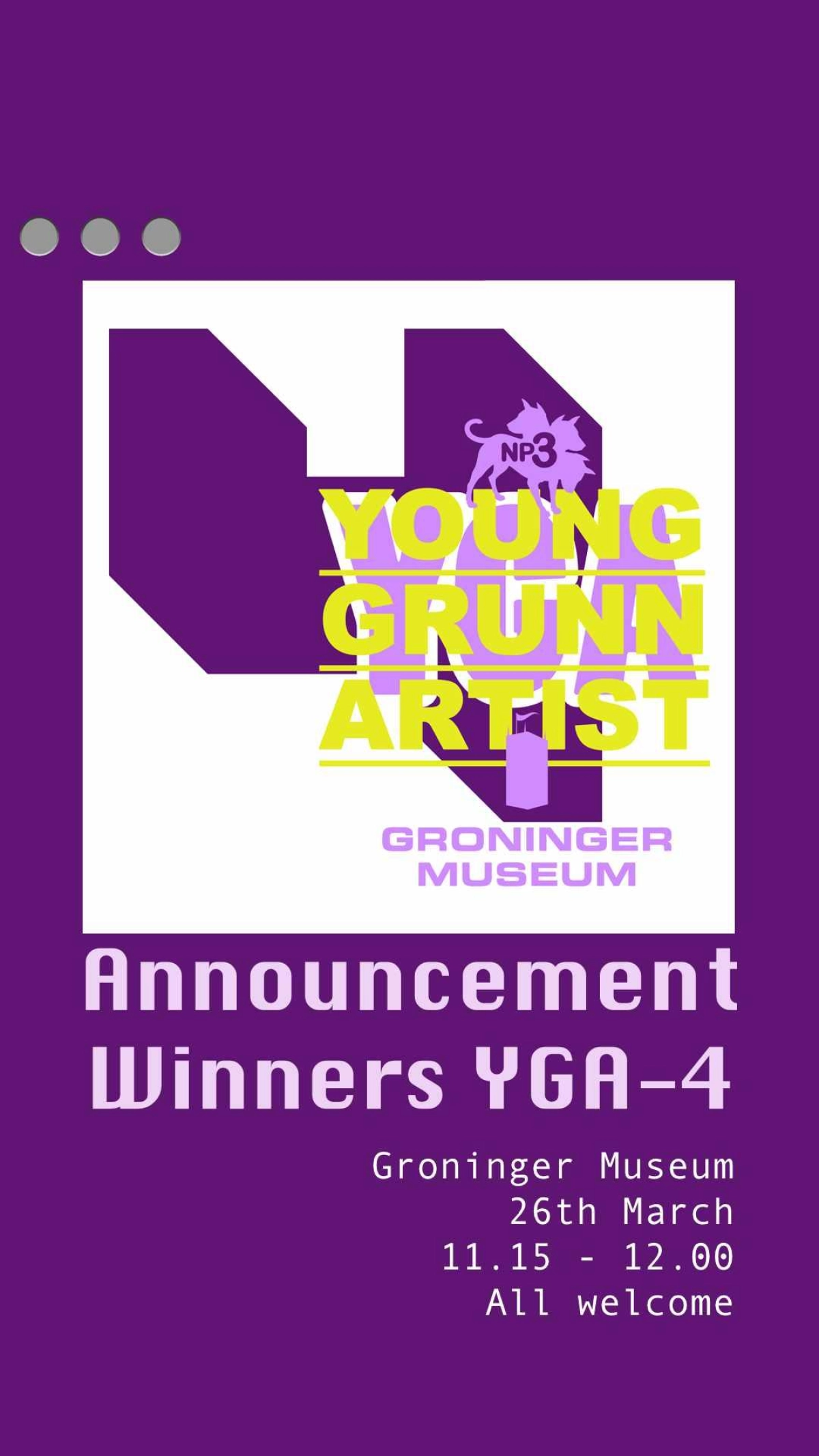 NP3 en het Groninger Museum maken kunstenaars YGA-4 bekend
